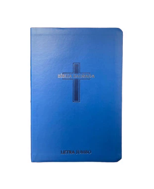 BÍBLIA L. JUMBO ARC FULL COLOR CAPA PU LUXO C/ HARPA - CRUZ AZUL