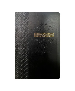 BÍBLIA L. JUMBO ARC FULL COLOR CAPA PU LUXO C/ HARPA - ARABESCO PRETA