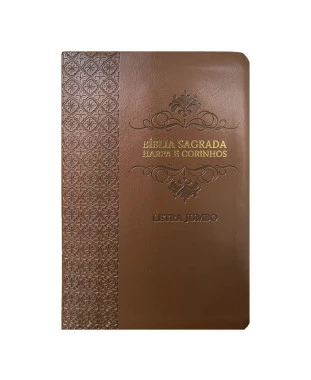 BÍBLIA L. JUMBO ARC FULL COLOR CAPA PU LUXO C/ HARPA - ARABESCO MARROM