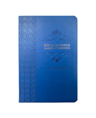 BÍBLIA L. JUMBO ARC FULL COLOR CAPA PU LUXO C/ HARPA - ARABESCO AZUL