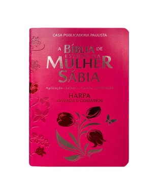 BÍBLIA DA MULHER SÁBIA FULL COLOR C/ HARPA - TULIPA PINK
