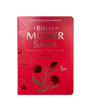 BÍBLIA DA MULHER SÁBIA FULL COLOR C/ HARPA - TULIPA VERMELHA