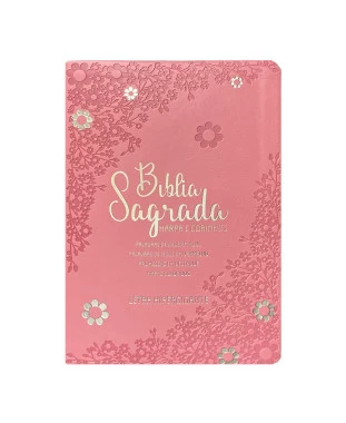 BÍBLIA HIPERGIGANTE ARC FULL COLOR C/HARPA PU LUXO PRATEADA - FLORAL MARGARIDA RO
