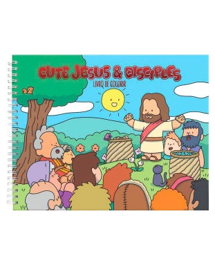 LIVRO DE COLORIR CUTE JESUS AND DISCIPLES CAPA DURA - JESUS ALIMENTA