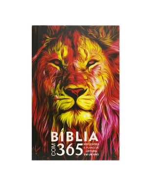 BÍBLIA COM 365 REFLEXÕES E PLANO DE LEITURA EM UM ANO CAPA LEÃO FOGO